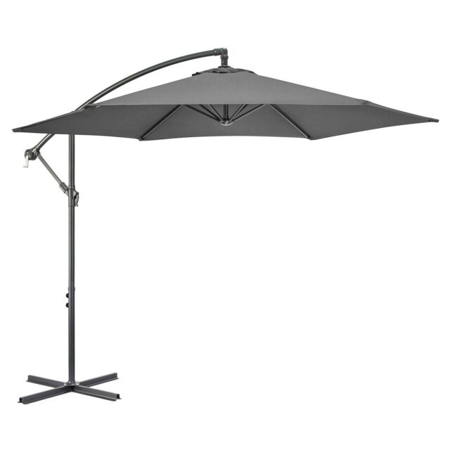 Christow Banana Parasol 3m Large Garden Umbrella Crank Handle Grey Navy Cream Taupe - image 1