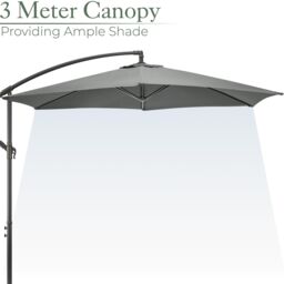 Christow Banana Parasol 3m Large Garden Umbrella Crank Handle Grey Navy Cream Taupe - thumbnail 6