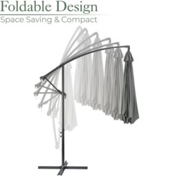 Christow Banana Parasol 3m Large Garden Umbrella Crank Handle Grey Navy Cream Taupe - thumbnail 5