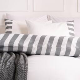 OHS Stripe Edge Bedding Set Microfibre Duvet Cover with Pillowcase in White - Size: Single - thumbnail 2