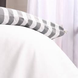 OHS Stripe Edge Bedding Set Microfibre Duvet Cover with Pillowcase in White - Size: Single - thumbnail 4