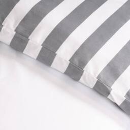 OHS Stripe Edge Bedding Set Microfibre Duvet Cover with Pillowcase in White - Size: Single - thumbnail 3