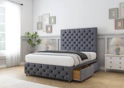 "Sloomy Watson Plush Divan Base No Drawers - 26"" Headboard & 12"" Footboard in Dark Grey - Size: Double" - thumbnail 4