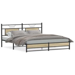 Berkfield Home Bed Frame without Mattress Sonoma Oak 160x200 cm Engineered Wood in Brown - thumbnail 1