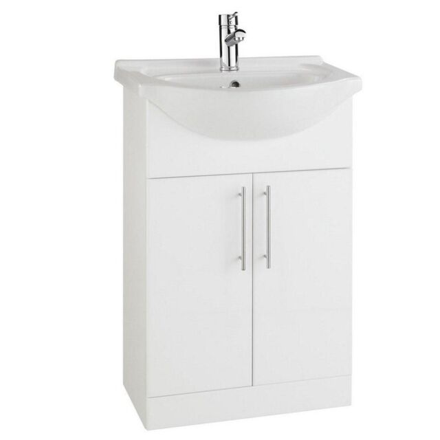 Clifton Gloss White Bathroom 650mm Unit with Deluxe Basin - image 1