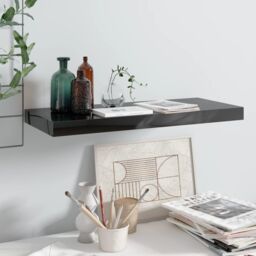 Berkfield Home Floating Wall Shelf High Gloss Black 60x23.5x3.8 cm MDF