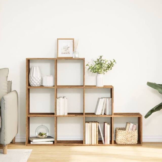 Berkfield Home Room Divider Bookcase 4-Tier Smoked Oak 131.5x29x131.5 cm Wood in Brown - image 1