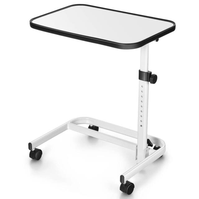 VOGREX Overbed Table with Wheels & Tilting Height Adjustable in White - image 1