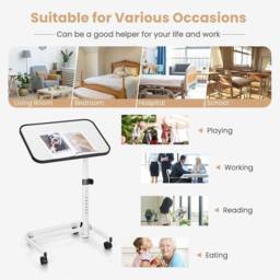 VOGREX Overbed Table with Wheels & Tilting Height Adjustable in White - thumbnail 5