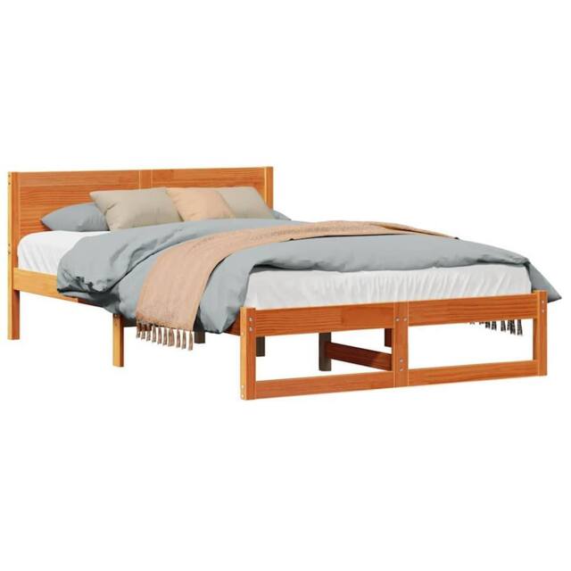 Berkfield Home Elegant Bed Frame Wax brown Solid Pine wood 120 x 200 cm Durable - image 1