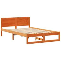 Berkfield Home Elegant Bed Frame Wax brown Solid Pine wood 120 x 200 cm Durable - thumbnail 3