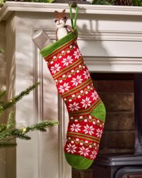 Dibor Set of 4 Snowflake Nordic Chunky Knit Xmas Gift Decoration Christmas Stocking - Size: 4 Pack - thumbnail 1