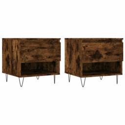 Berkfield Home Modern Coffee Tables 2 pcs Smoked Oak 50x46x50 cm Engineered Wood in Brown - Size: 50 x 46 x 50 cm - thumbnail 3