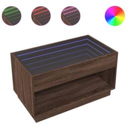 Berkfield Home Coffee Table with Infinity LED Brown Oak 90x50x50 cm - Size: 90 x 50 x 50 cm - thumbnail 1