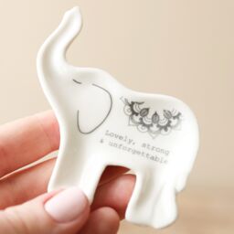 Lisa Angel Women's Lovely, Strong & Unforgetable' Elephant Quote Trinket Dish in White - thumbnail 2