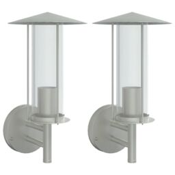 Berkfield Home Outdoor Wall Lights 2pcs Silver Stainless Steel - thumbnail 2