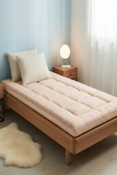 Living and Home 10cm Comfortable Quilted Mattress Topper in Tan - Size: Super King - thumbnail 3