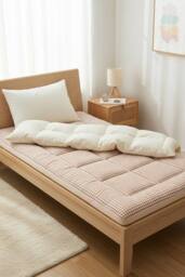 Living and Home 10cm Comfortable Quilted Mattress Topper in Tan - Size: Super King - thumbnail 2