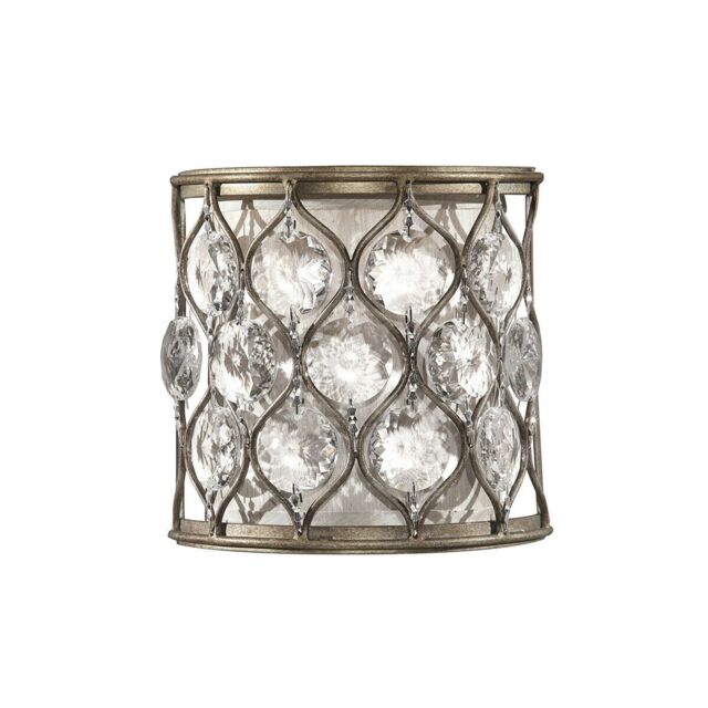 Loops Wall Light Faceted Sunflower Shape Bauhinia Crystals Burnished Silver E14 60W in Metallics