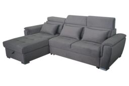 Interior Emporium Ltd Antonio Velvet Corner Sofa Bed with Storage & USB - Universal Sofa - Left/Right Sofa (Grey) in Grey - thumbnail 3