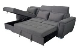 Interior Emporium Ltd Antonio Velvet Corner Sofa Bed with Storage & USB - Universal Sofa - Left/Right Sofa (Grey) in Grey - thumbnail 1