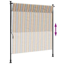Berkfield Home Outdoor Roller Blind Yellow & White 200x270 cm Fabric&Steel - thumbnail 6