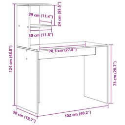 Berkfield Home Black Oak Writing Desk Black Oak MDF, laminate Compact Shelving - thumbnail 9