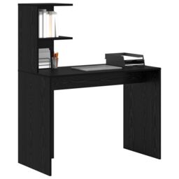 Berkfield Home Black Oak Writing Desk Black Oak MDF, laminate Compact Shelving - thumbnail 3