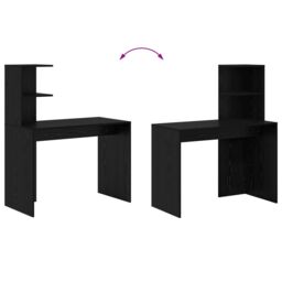 Berkfield Home Black Oak Writing Desk Black Oak MDF, laminate Compact Shelving - thumbnail 8