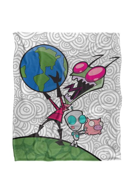 Nickelodeon Invader Zim & Gir Silky Touch Super Soft Throw Blanket 152 X 127 cm in White - image 1