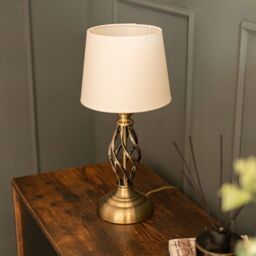 ValueLights Pair Of Memphis Antique Brass Traditional Table Lamps in Brown