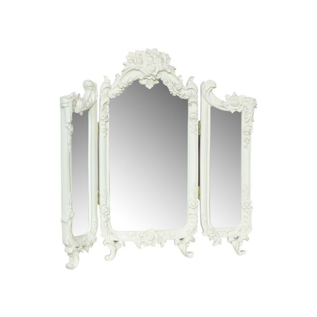 Melody Maison Small Ornate Cream Rose Triple Mirror - 38cm X 38cm - Size: 38 cm X 38 cm - image 1