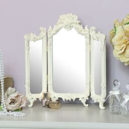 Melody Maison Small Ornate Cream Rose Triple Mirror - 38cm X 38cm - Size: 38 cm X 38 cm - thumbnail 3