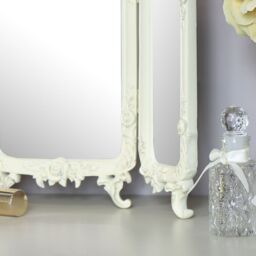 Melody Maison Small Ornate Cream Rose Triple Mirror - 38cm X 38cm - Size: 38 cm X 38 cm - thumbnail 6