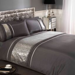 Rapport Home Ritz Polycotton Duvet Cover Set With Pillowcase in Silver - Size: Single - thumbnail 1