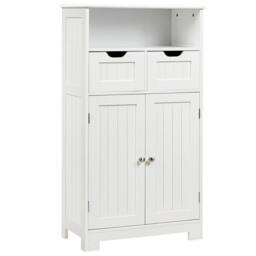 EONLION Bathroom Floor Cabinet Wooden Storage Cupboard in White