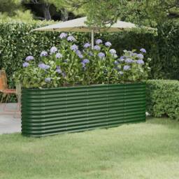 Berkfield Home Garden Raised Bed Powder-coated Steel 224x40x68 cm Green - Size: 224 x 40 x 68 cm - thumbnail 2
