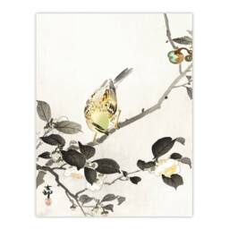 Artery8 Ohara Koson Framed Wall Art Print Bunting On Blossom Branch in Grey - Size: A4 - thumbnail 3