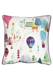 Prestigious Textiles Away We Go Printed Piped Kids Cushion in Pink - Size: 55 cm x 55 cm