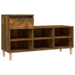 Berkfield Home Shoe Cabinet Smoked Oak 102x36x60 cm Engineered Wood in Brown - Size: 102 x 36 x 60 cm - thumbnail 3