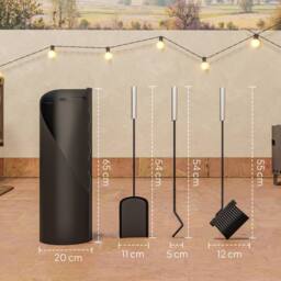 STILVORA Metal Fireplace Tools Set with Bucket in Black - thumbnail 4