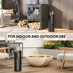 STILVORA Metal Fireplace Tools Set with Bucket in Black - thumbnail 8
