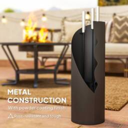 STILVORA Metal Fireplace Tools Set with Bucket in Black - thumbnail 7