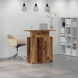 Berkfield Home Reception Desk Old Wood 100x40x104 cm Engineered Wood in Brown - Size: 100 x 40 x 104 cm - thumbnail 3
