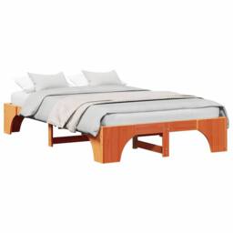 Berkfield Home Wood Bed Frame Wax brown Solid wood 140 x 190 cm Durable - thumbnail 3