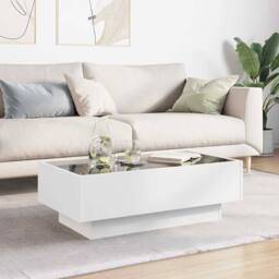 Berkfield Home Decorative Coffee Table with LED White 90x50x30 cm Engineered Wood - Size: 90 x 50 x 30 cm - thumbnail 4