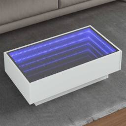 Berkfield Home Decorative Coffee Table with LED White 90x50x30 cm Engineered Wood - Size: 90 x 50 x 30 cm - thumbnail 2
