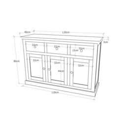 Cabinet Bits Biccari Grey 3 Drawer 3 Door Sideboard Brass Knob - thumbnail 3