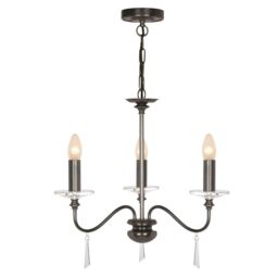 Netlighting Finsbury Park 3 Light Chandelier Old Bronze in Brown