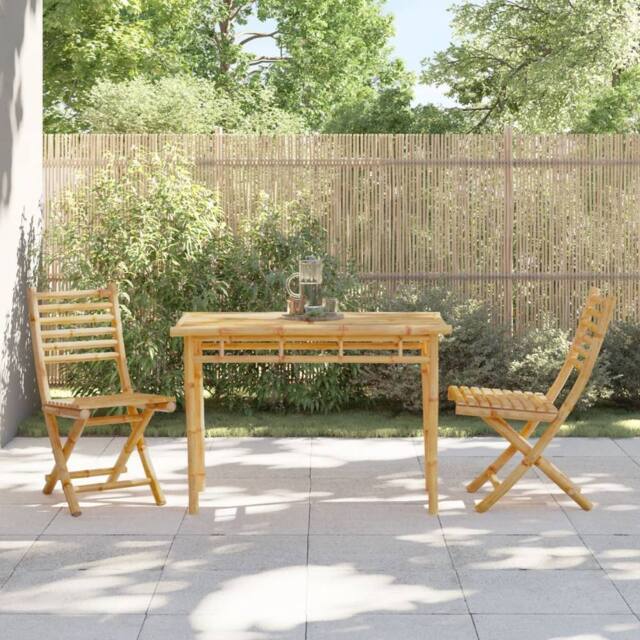 Berkfield Home Beautiful Garden Dining Table 110x55x75 cm Bamboo in Brown - Size: 110 x 55 x 75 cm - image 1